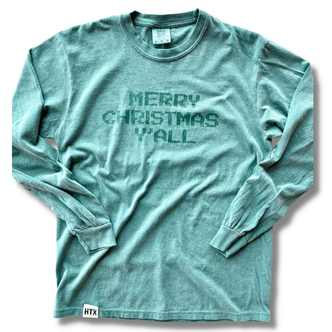 Limited Edition Green Merry Christmas Y'all Long Sleeve Tee